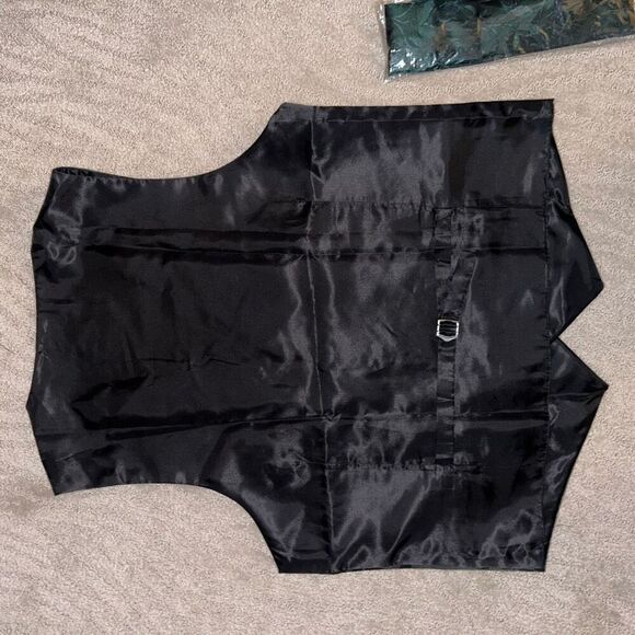 Barry Wang Men’s Green Vest Dark Green Floral V-neck Waistcoat - Picture 5 of 5